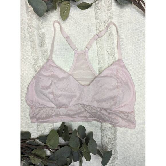 Fabletics Lightly Lined Floral Lace Bralette in Pink - Picture 1 of 3